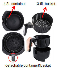 Frigideira de alta temperatura do ar da casa 220V 1400W com o 3.5L que frita a cesta